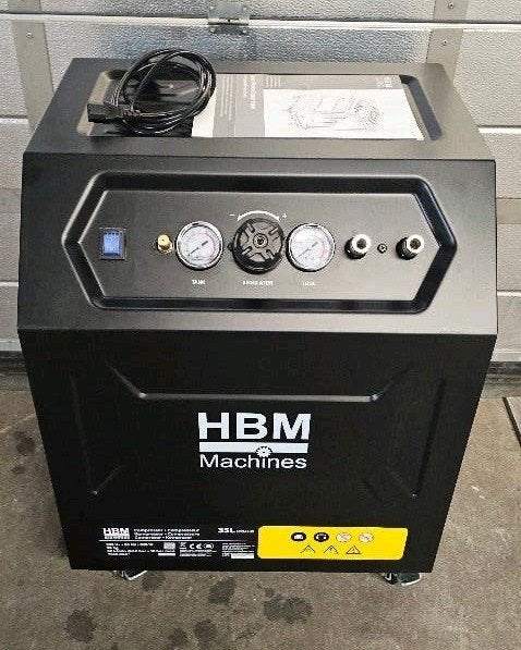HBM Low noise Compressor, 35 liter, Doe-het-zelf en Verbouw, Compressors, Zo goed als nieuw, 6 tot 10 bar, 25 tot 100 liter, Minder dan 200 liter/min