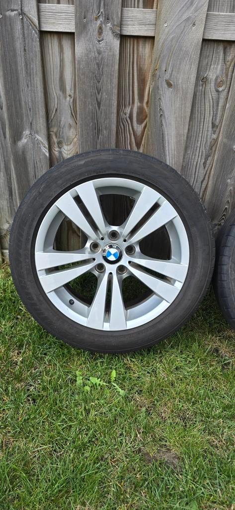 4 originele BMW Velgen + Zomerbanden 225/50R17, Ophalen, Gebruikt, Velg(en), 17 inch