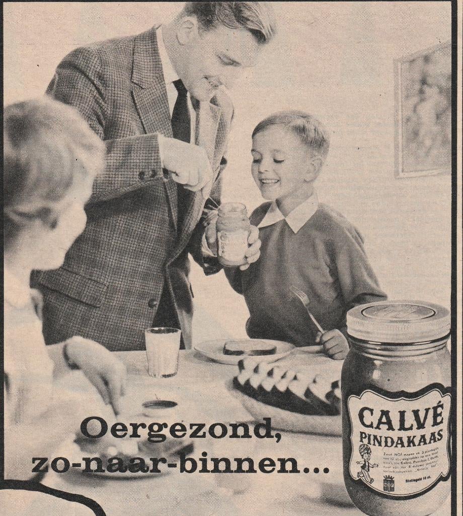Retro reclame 1960 Calvé pindakaas jongetje met honger, Verzenden, Overige typen