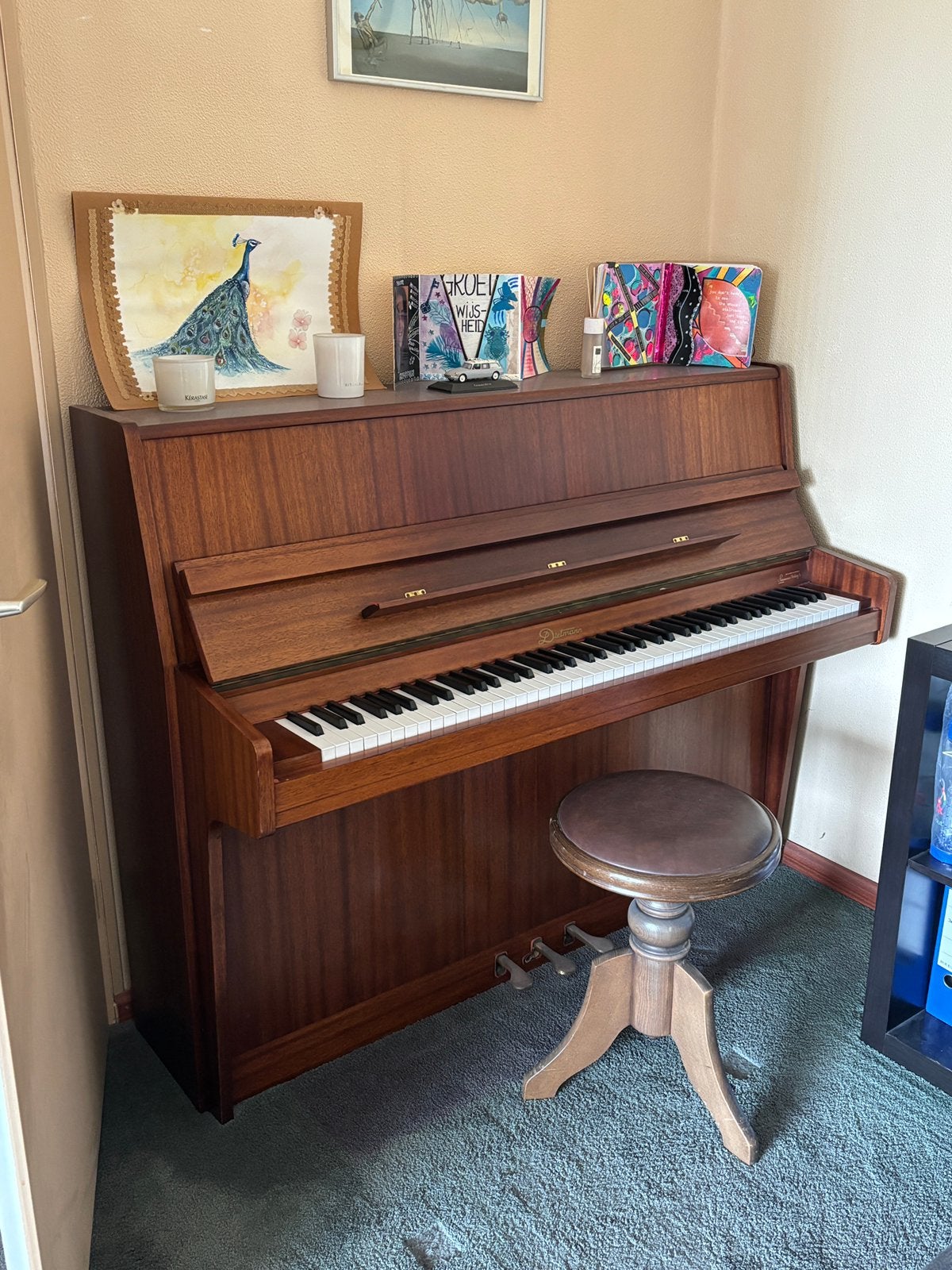 Dietmann piano in rood-bruin, Muziek en Instrumenten, Piano's, Ophalen, Gebruikt, Bruin, Piano