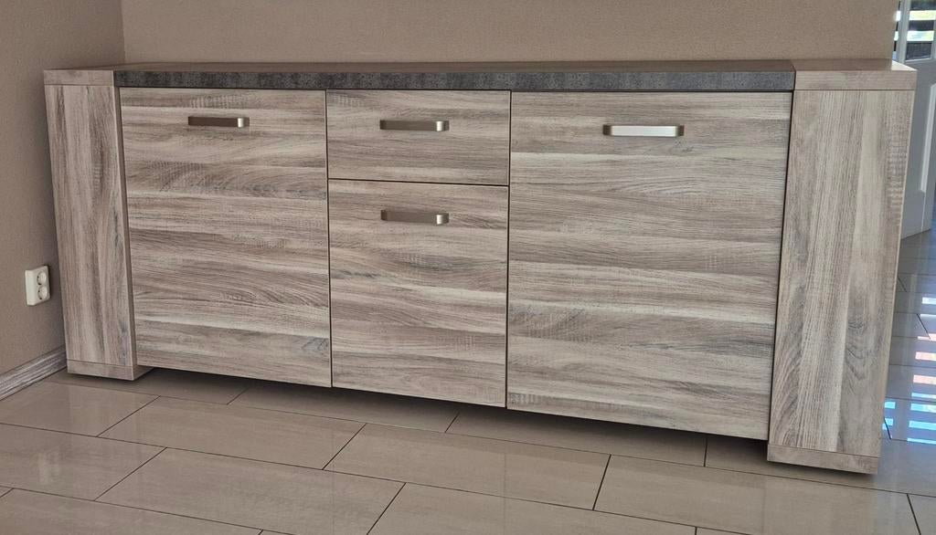 Dressoir 205x86,4x50 cm kleur grijs-marmer, Ophalen, 25 tot 50 cm, 200 cm of meer