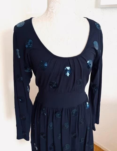 Juffrouw Jansen feestelijke jurk maat 38, Kleding | Dames, Jurken, Maat 38/40 (M), Blauw, Ophalen of Verzenden, Zo goed als nieuw