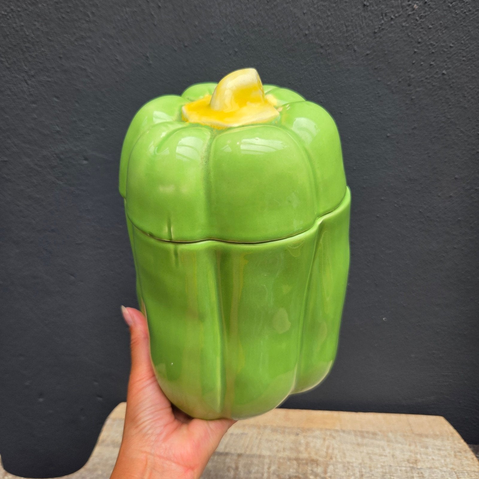 Grote Vintage Keramische Paprika Terrine - Groen, Antiek en Kunst, Ophalen of Verzenden