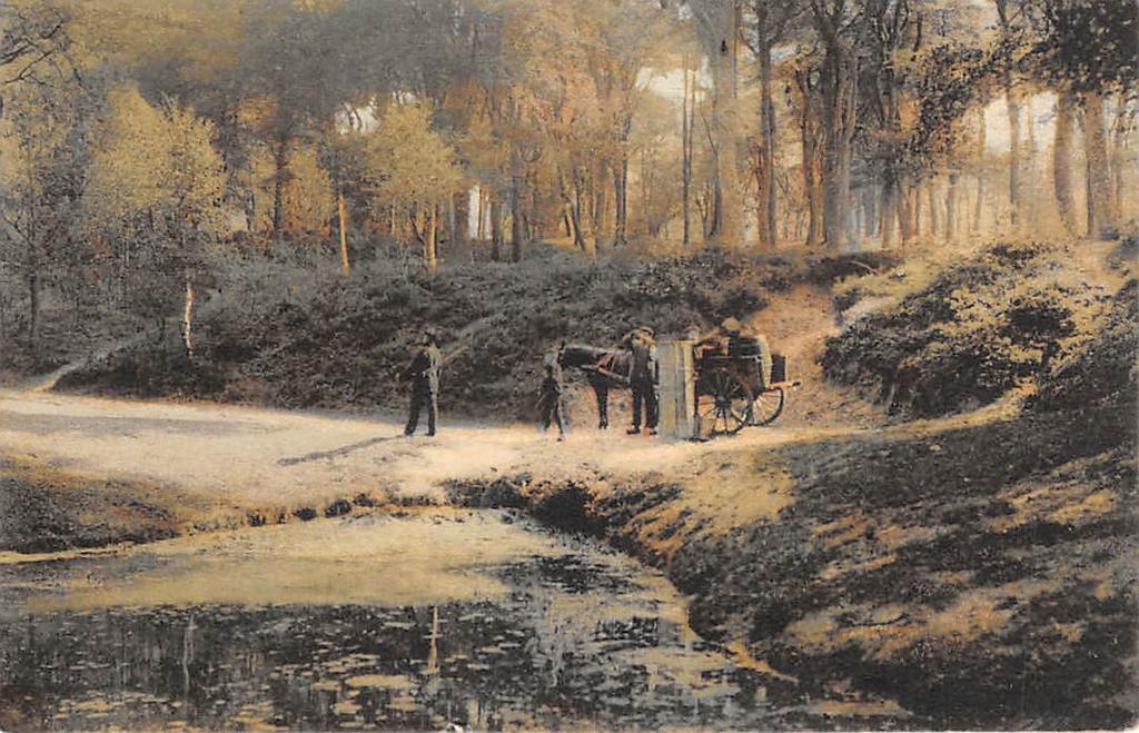 Hoog-Soeren Waterhalen Pomp bij Hotel Eik en Dal Paard Kar, Ophalen of Verzenden, Voor 1920, Gelopen, Gelderland