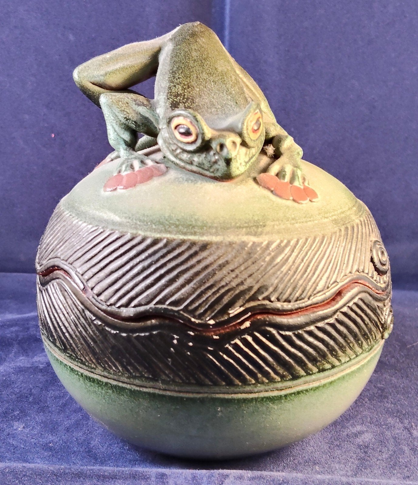 Keramische Bolpot met Kikkerdeksel - J. Cock (ca. 1970-1980), Ophalen of Verzenden