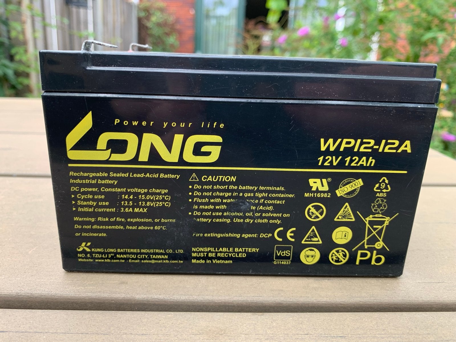 12V 12Ah Accu - LONG WPI2-12A, Gebruikt, Universele onderdelen