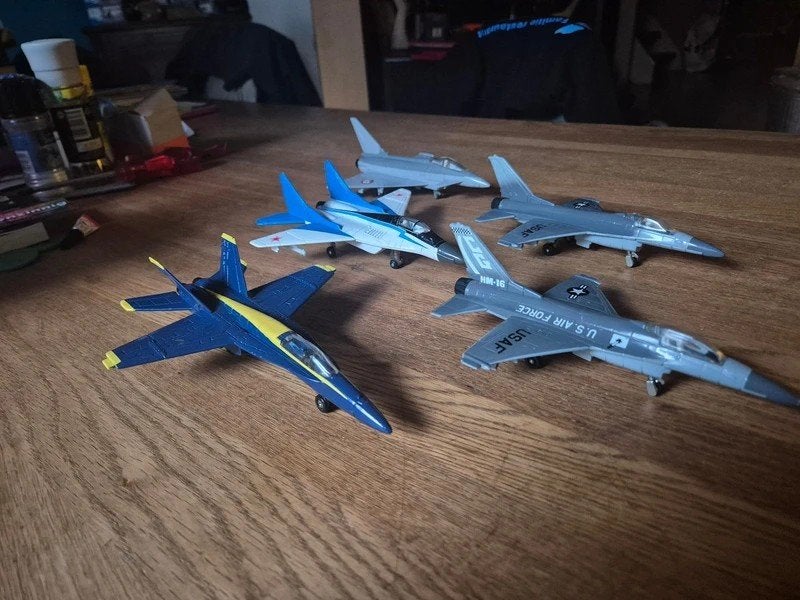 Set van 5 metalen straaljager speelgoedvliegtuigen, Ophalen of Verzenden, Zo goed als nieuw
