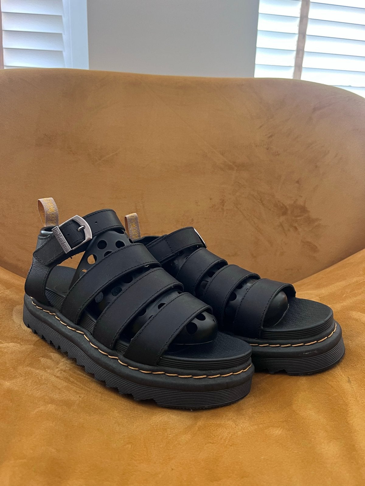 Dr. Martens Blaire Leren Sandalen Zwart, Zwart, Nieuw, Sandalen of Muiltjes, Ophalen of Verzenden