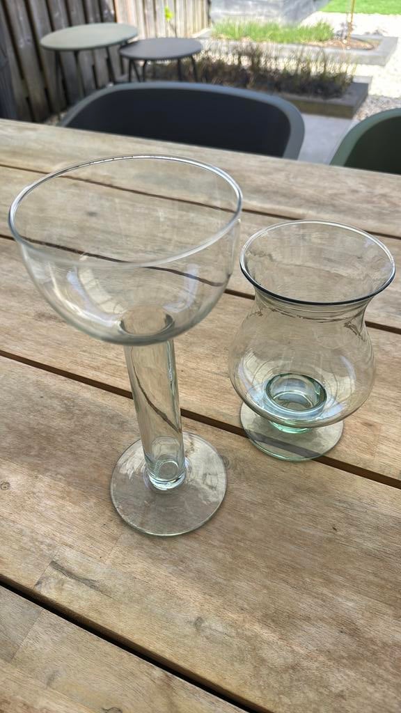 Hyacintenvaas en kandelaar, recycled glas, Ophalen, Gebruikt, Overige typen