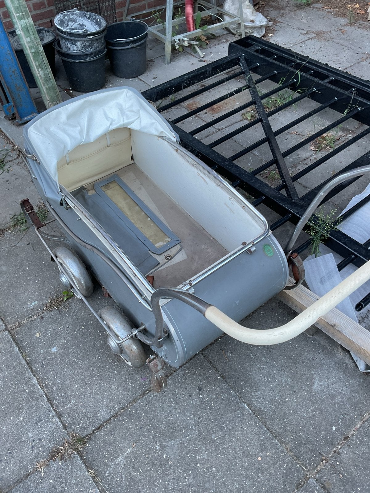 Vintage kinderwagen grijs - Retro kinderwagen, Ophalen, Gebruikt, Kinderwagen, Overige merken