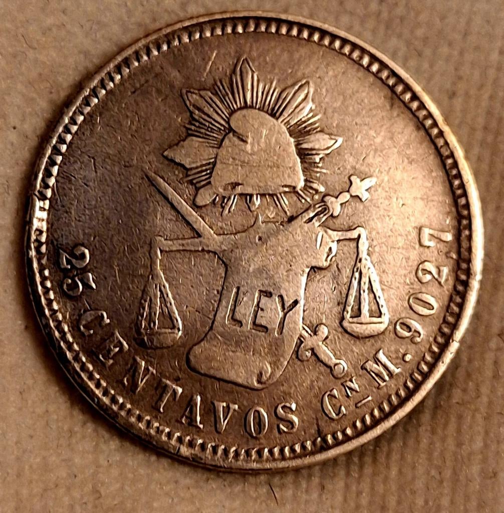 Mexicaanse 25 Centavos1888., Verzenden, Noord-Amerika, Losse munt, Zilver