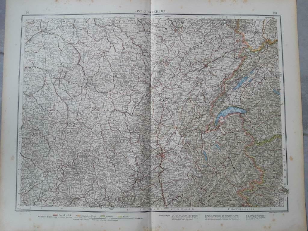 79-80/ Oost Frankrijk Litho uit 1899, Ophalen of Verzenden