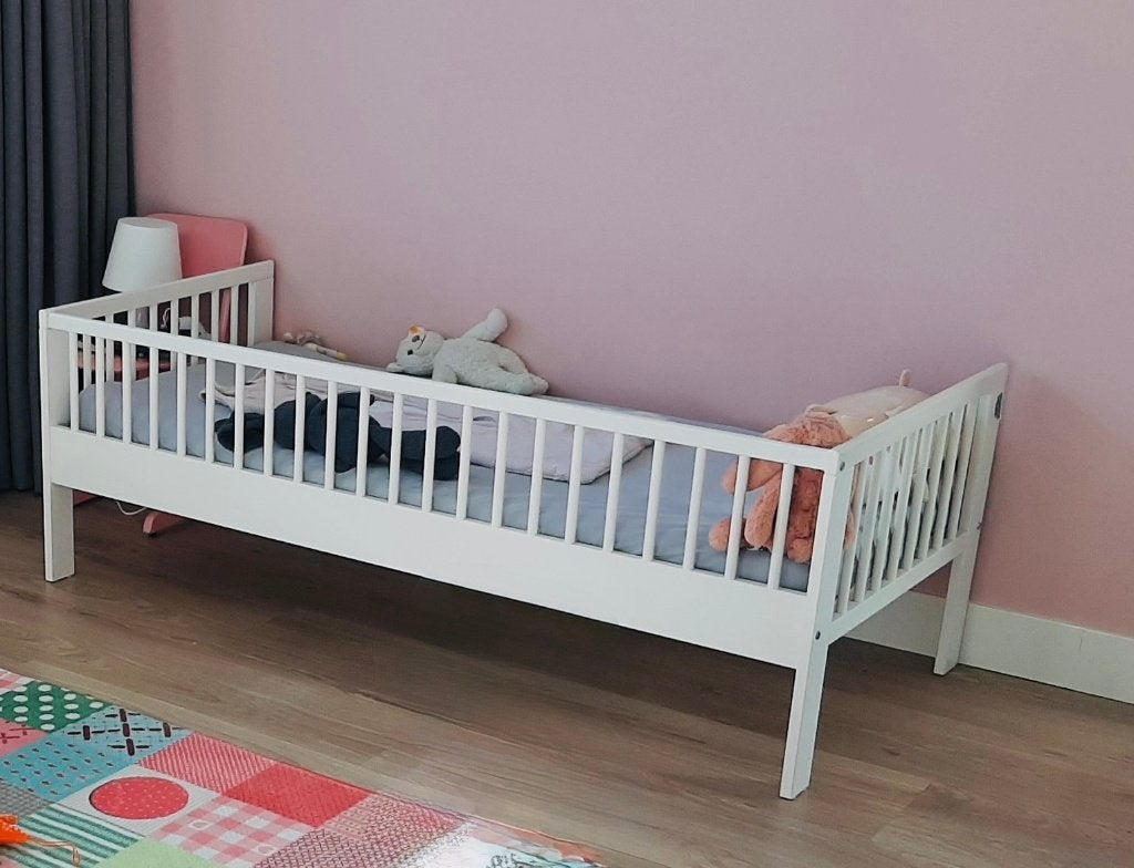 IKEA kinderbed (Luroy) + accessoires, 70 tot 85 cm, 140 tot 160 cm, Zo goed als nieuw, Ophalen