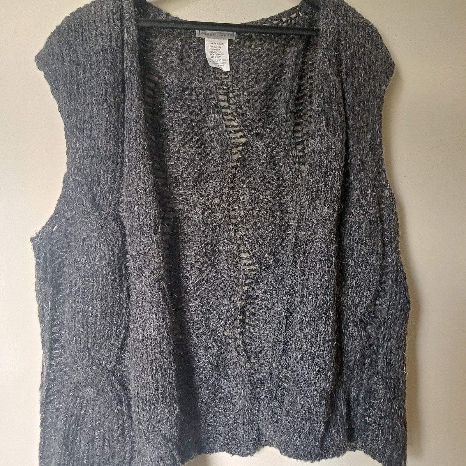 Sarah Pacini Mohair Vest - Grijs, One Size, Sarah Pacini, Maat 46/48 (XL) of groter, Ophalen of Verzenden, Grijs