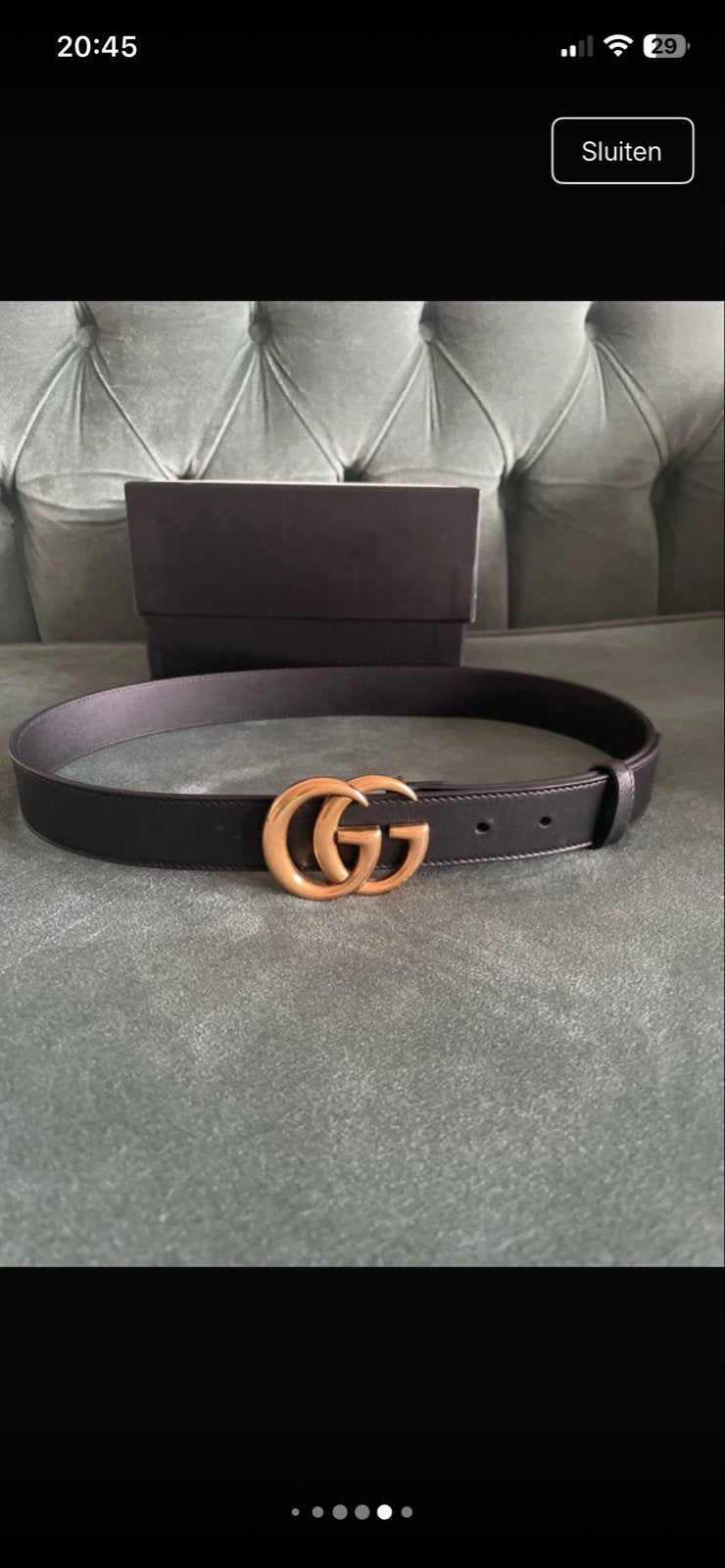 Gucci riem 80 cm met GG gesp, Ophalen, 80 tot 90 cm, Zo goed als nieuw, Echt leder