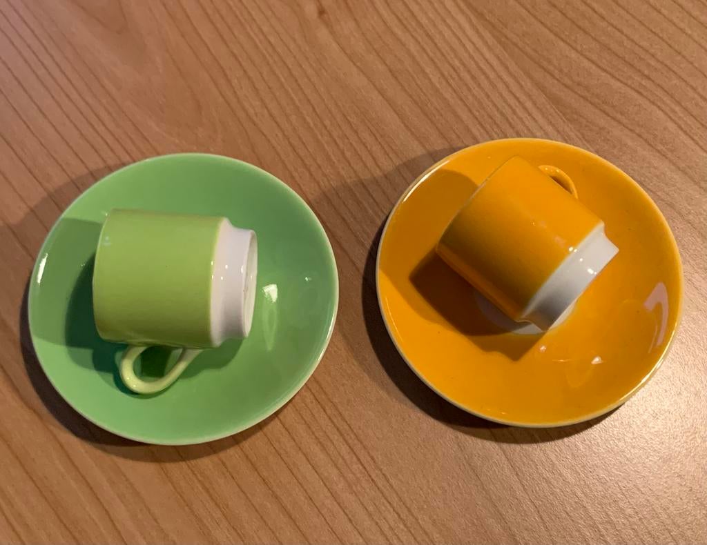 2 x Vintage, retro Pagnossin Treviso espresso kop en schotel, Ophalen of Verzenden