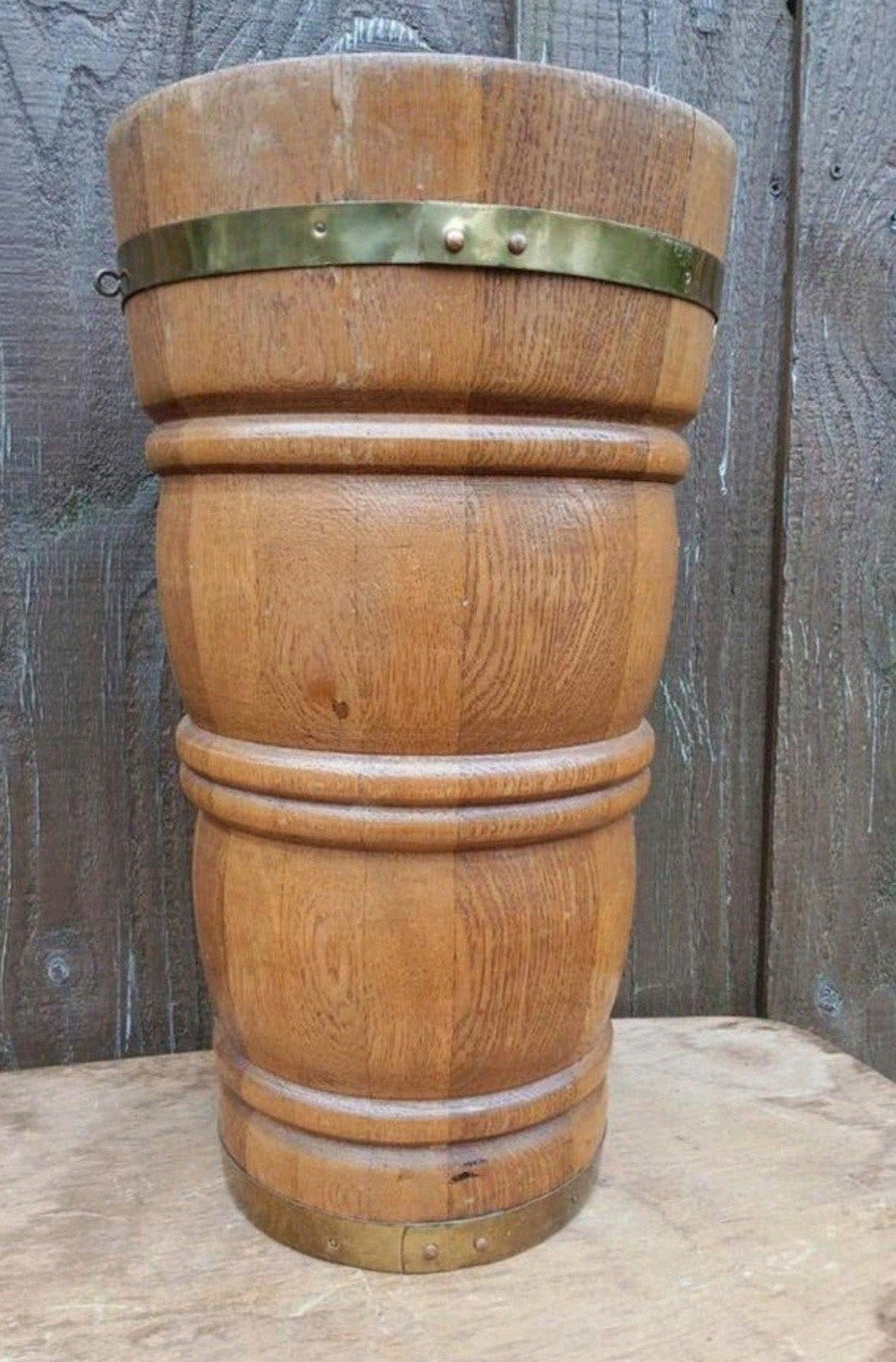 Antieke houten emmer met metalen banden, Antiek en Kunst, Ophalen of Verzenden