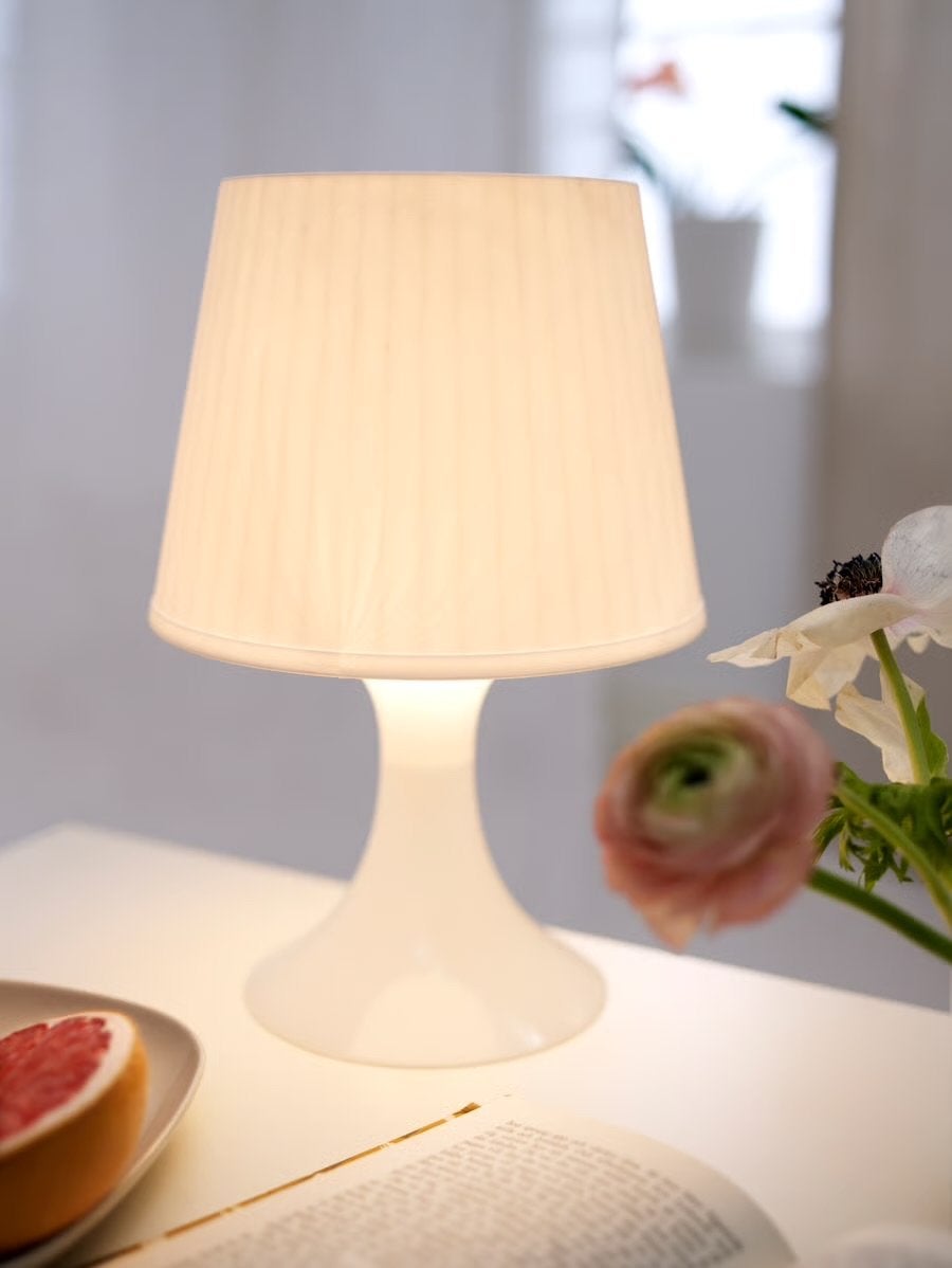 IKEA LÄMPAN Tafellamp Wit - 29 cm, Ophalen, Kunststof, E14 (klein), Wit