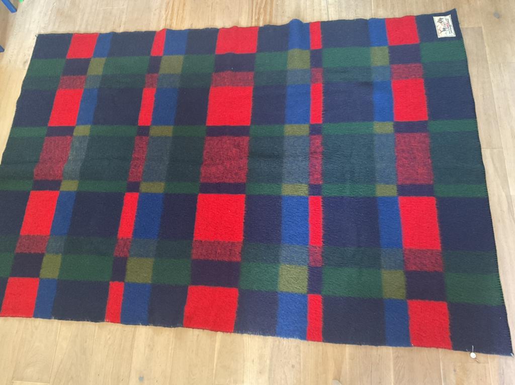 Vintage wollen AaBe deken, geruit, 145 x 210 cm, Ophalen of Verzenden, Gebruikt