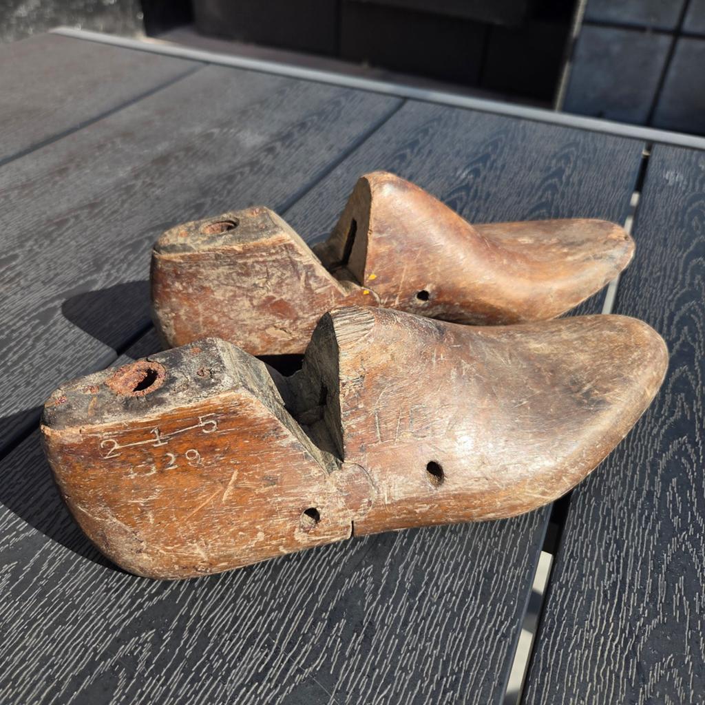 Brocante schoenmallen schoenleest shoe mould decoratie, Antiek en Kunst, Curiosa en Brocante, Ophalen of Verzenden