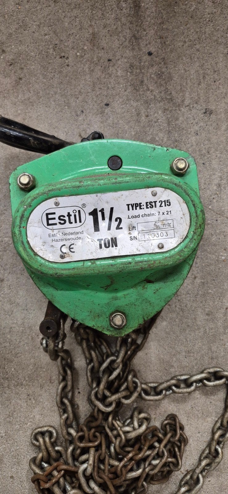 Estil handkettingtakel EST215 1500 kg, Ophalen, Gebruikt