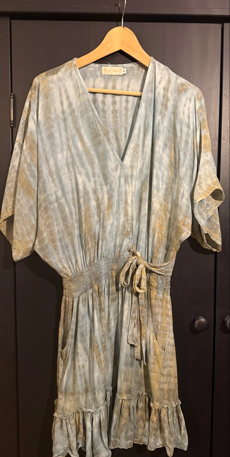 Hot lava zomerse wikkeljurk met tie-dye print, Meerkleurig, Ophalen of Verzenden, Zo goed als nieuw, Maat 36 (S)