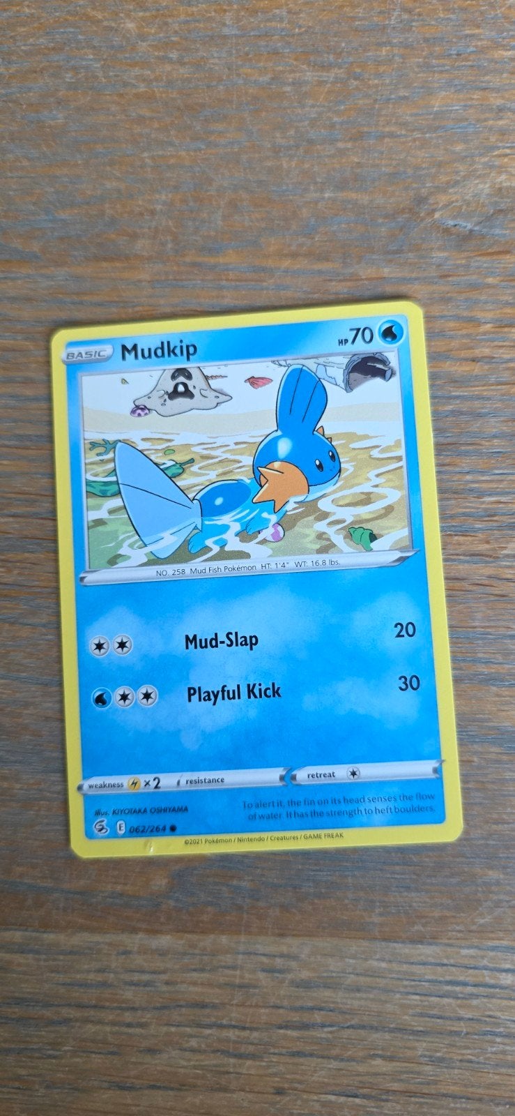Pokémon Kaart Mudkip 062/264 Basic HP70, Ophalen of Verzenden, Zo goed als nieuw, Losse kaart