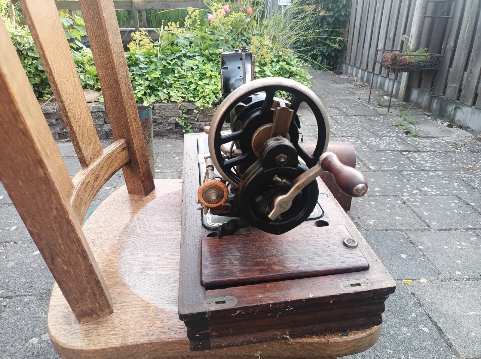 Antieke Pfaff 11 naaimachine met houten koffer, Ophalen of Verzenden