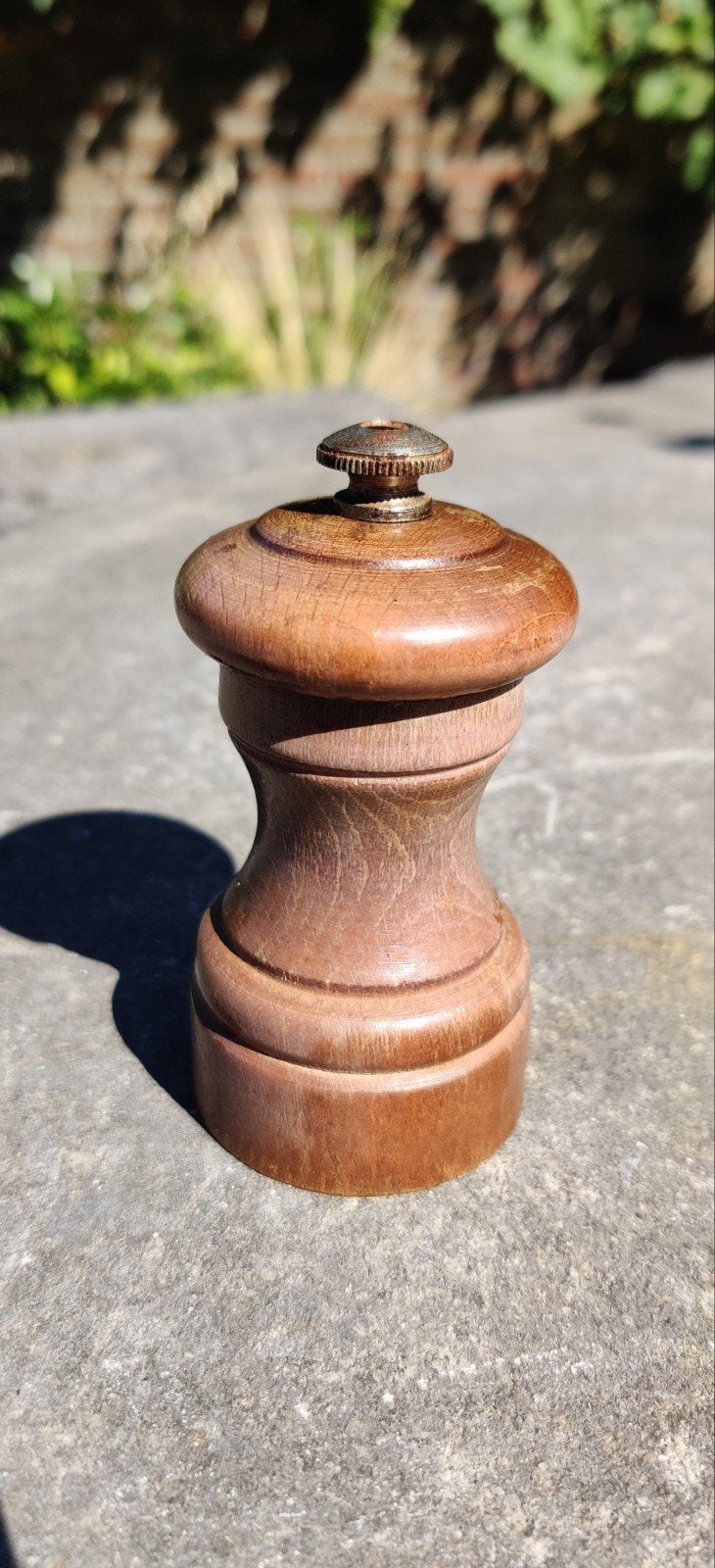 Vintage Peugeot pepermolen Bistro model beukenhout 10 cm, Ophalen of Verzenden, Gebruikt, Hout