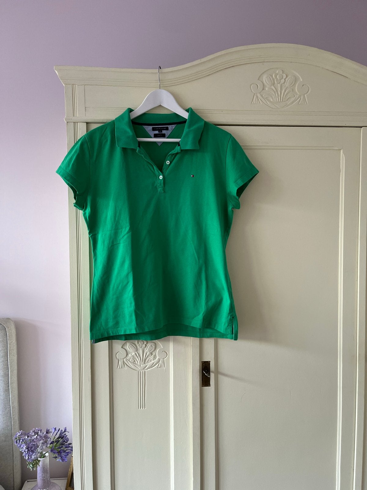 Tommy Hilfiger Slim Fit Polo Shirt - Appeltjesgroen, Verzenden, Maat 42/44 (L), Zo goed als nieuw, Korte mouw