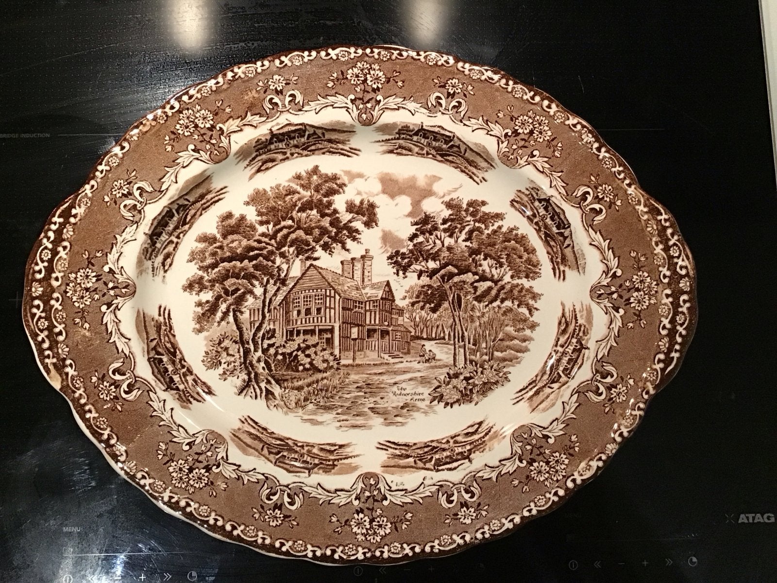 Vintage Grindley serveerschaal - Bruin ecru, 37x29 cm, Ophalen