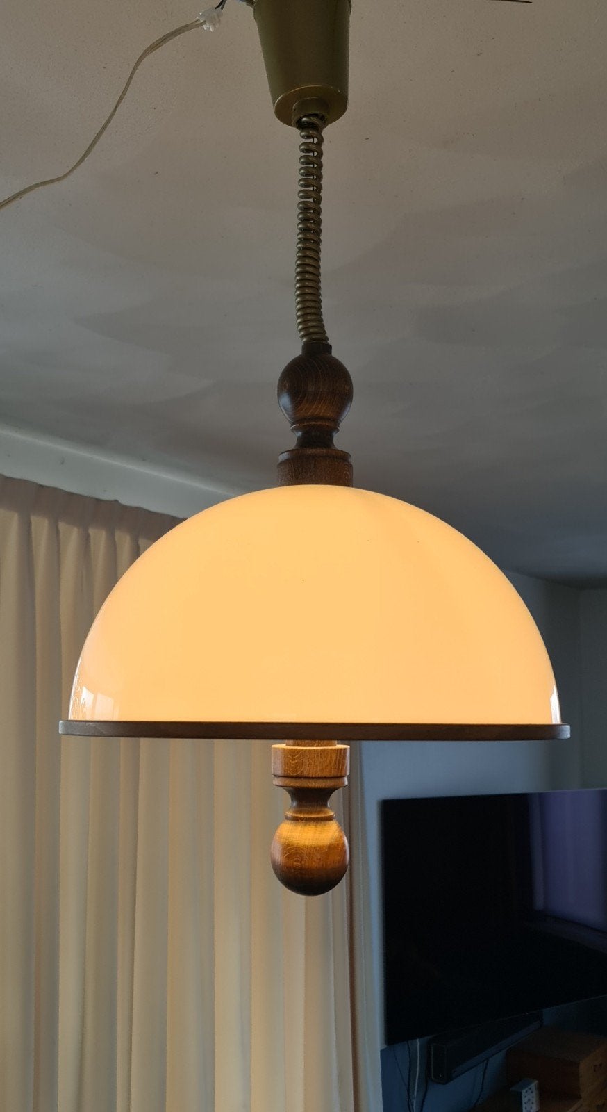 Steinhauer hanglamp Mid-Century '70, Hout, Gebruikt, Mid-Century, E27 (groot)