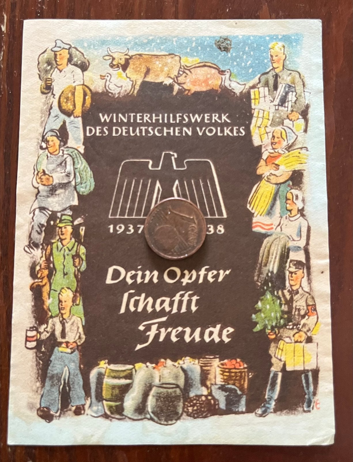WO2 DUITS WHW Spendenzettel Winterhilfswerk 1937-1938, Verzenden, Landmacht, Duitsland, Overige typen