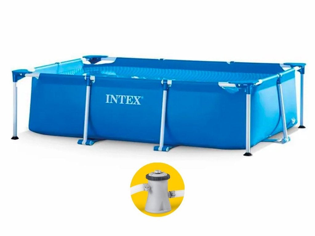 Intex Metal Frame zwembad - 220 x 150 x 60 - met filterpomp, Ophalen, Gebruikt, Minder dan 80 cm, Minder dan 200 cm