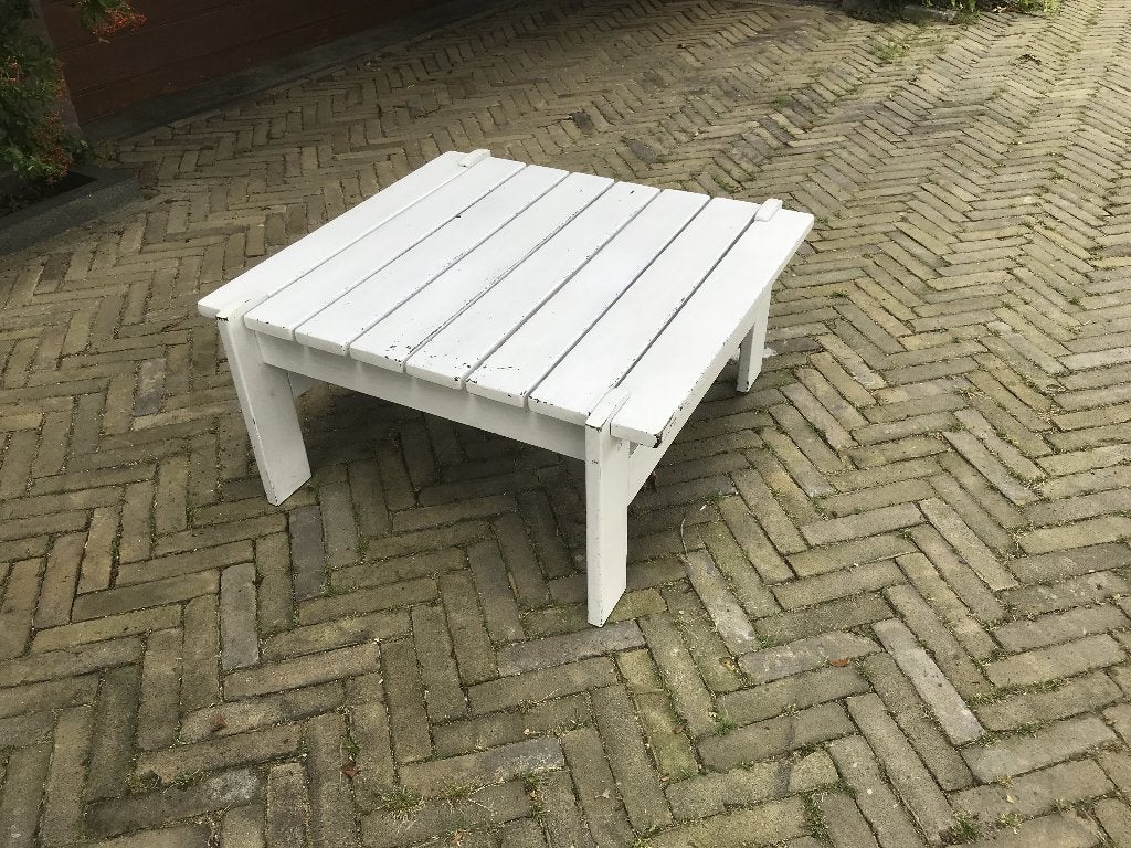 wit massiet eikenhouten tafeltje 73 x 68(met poten 72 ) x 35, Ophalen, Gebruikt, 50 tot 100 cm, Eikenhout