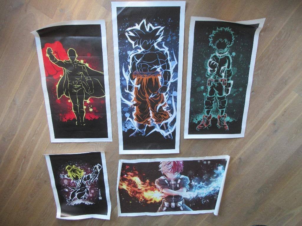 5 x Unieke poster op Canvas Schilderij Dragonball Z krachten, Ophalen of Verzenden, Zo goed als nieuw, Foto of Poster