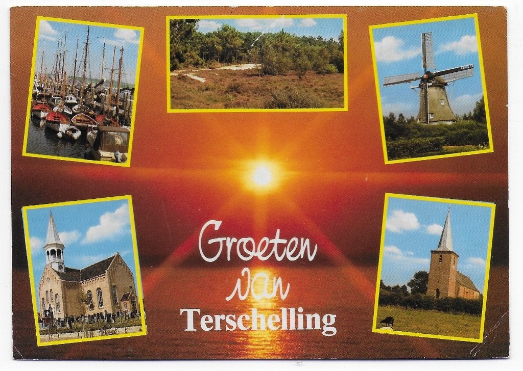 Terschelling gelopen ansichtkaart ( B2601), Ophalen of Verzenden, 1980 tot heden, Gelopen, Waddeneilanden