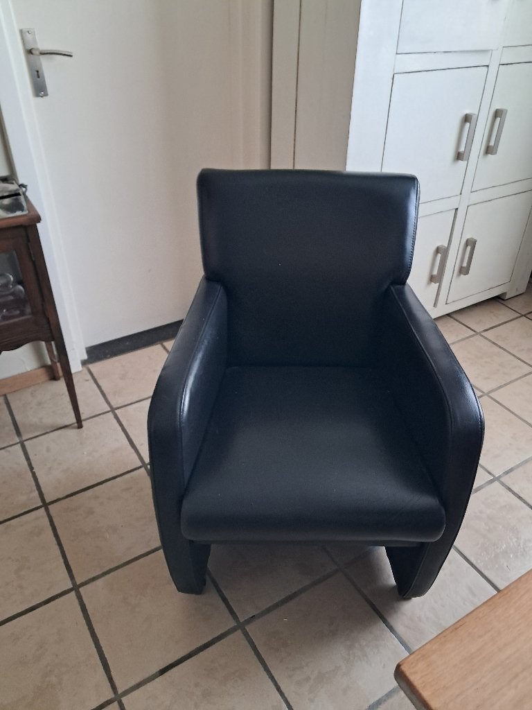 6 eetkamer stoelen, Ophalen, Gebruikt, Zwart, Leer
