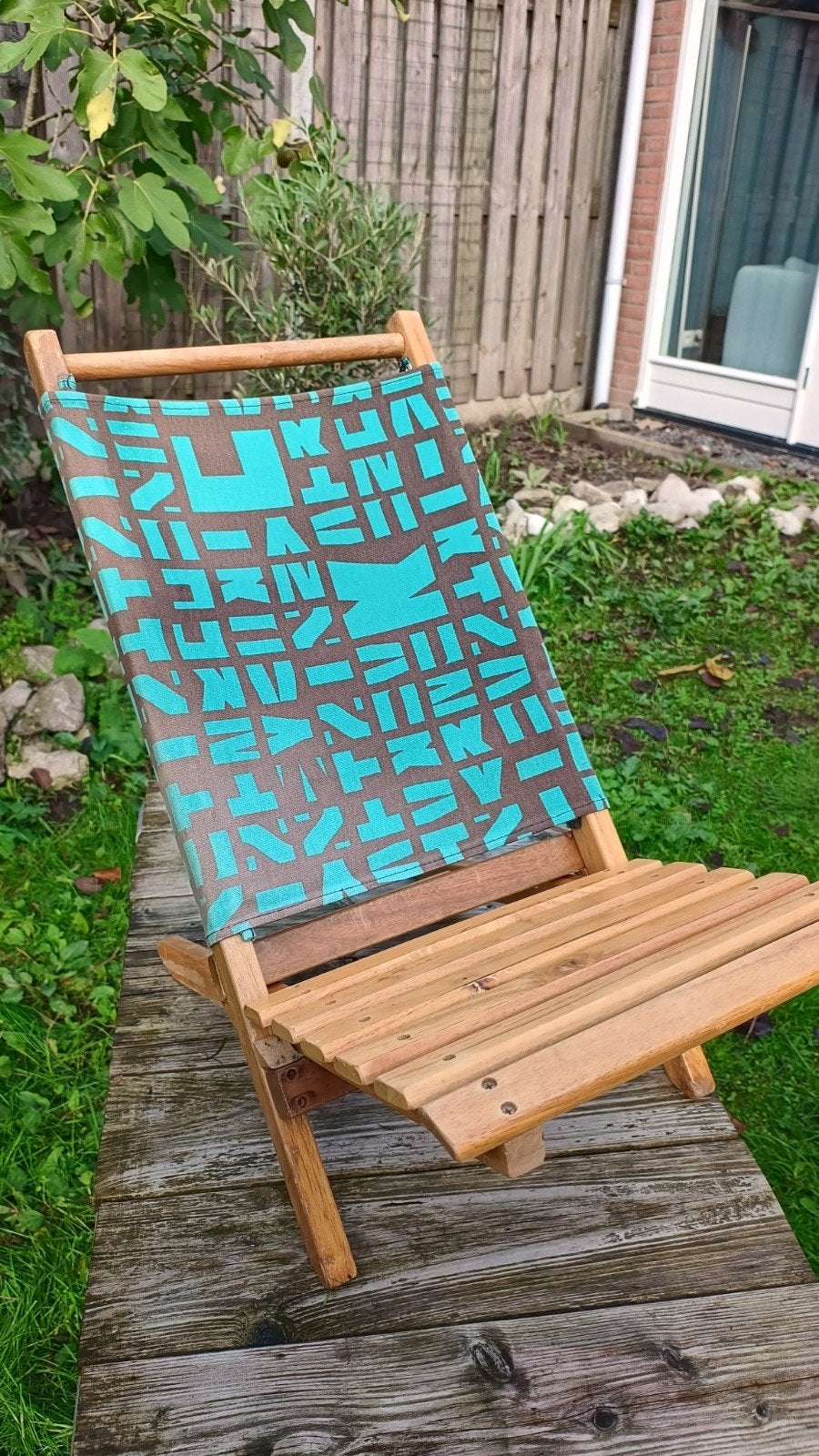Houten inklapbare compacte campingstoel met uniek design, Ophalen, Gebruikt, Hout, Inklapbaar