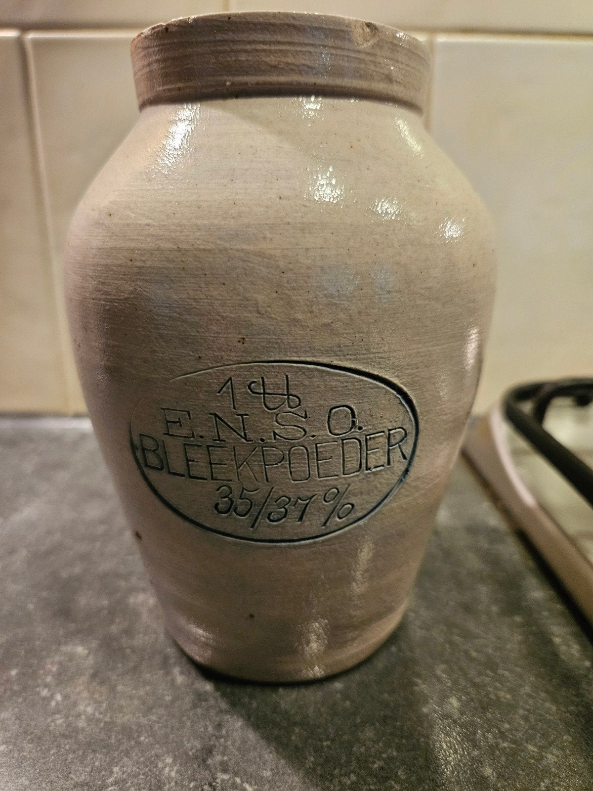 Antieke 1/4 L. E.N.S.O. Bleekpoeder Pot, Ophalen of Verzenden