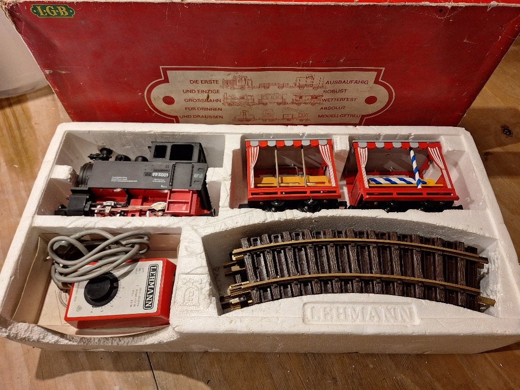 Lgb trein met extra rails en wagons, Gebruikt, Gelijkstroom, Rails, Ophalen of Verzenden