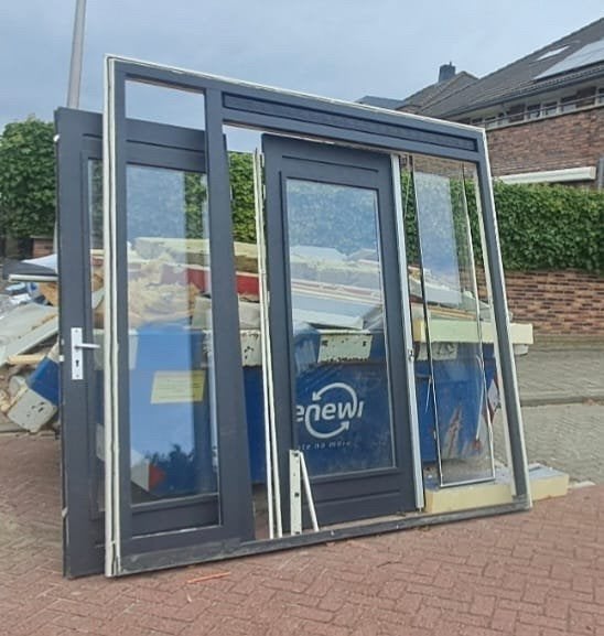 Pui openslaande deuren 3 puntsluiting stenen dorpel izgs, Deurkozijn, 225 cm of meer, Ophalen of Verzenden, Zo goed als nieuw