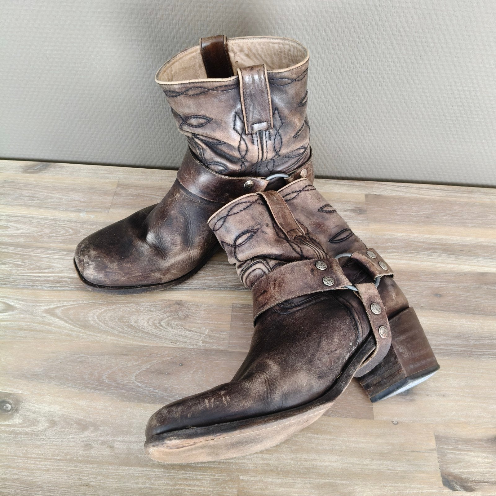 stoere  enkel kwaliteit cowboylaarzen maat 41, Bruin, Verzenden, Lage of Enkellaarzen, Gedragen