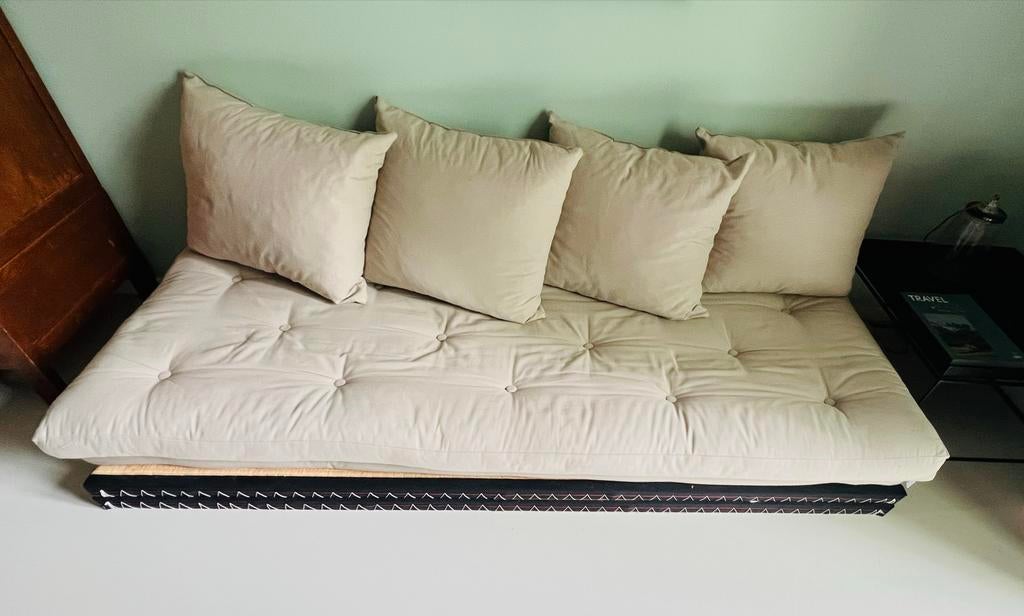 Karup Chico slaapbank - Beige Japanse futonmatras, Ophalen, Beige, Tweepersoons, Zo goed als nieuw