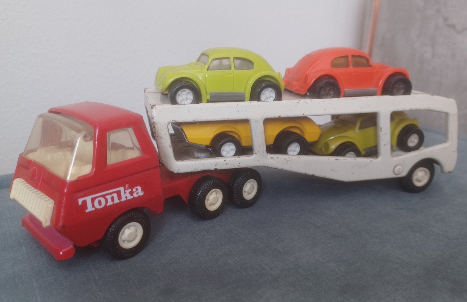 Tonka Auto transporter Volkswagen Kever enz 1970's, Ophalen of Verzenden, Gebruikt, Auto