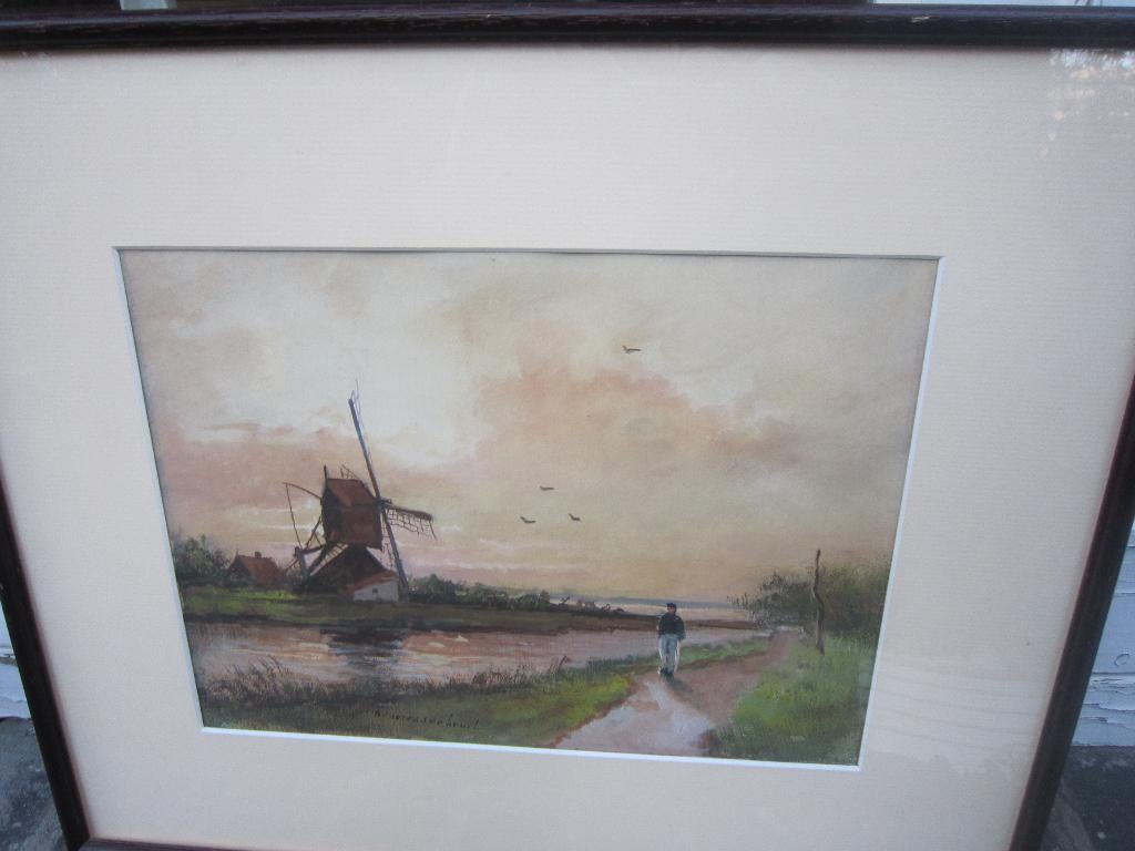 Mooi Hollands Waterlanschap in Aquarel Naar Weissenbruch, Antiek en Kunst, Ophalen