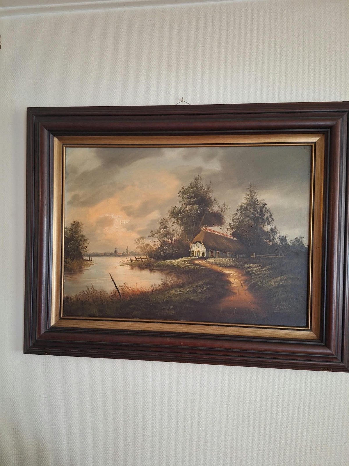 Origineel Schilderij B. De Vries - Fries Landschap, Antiek en Kunst, Ophalen, Doek, Realistisch, Landschap
