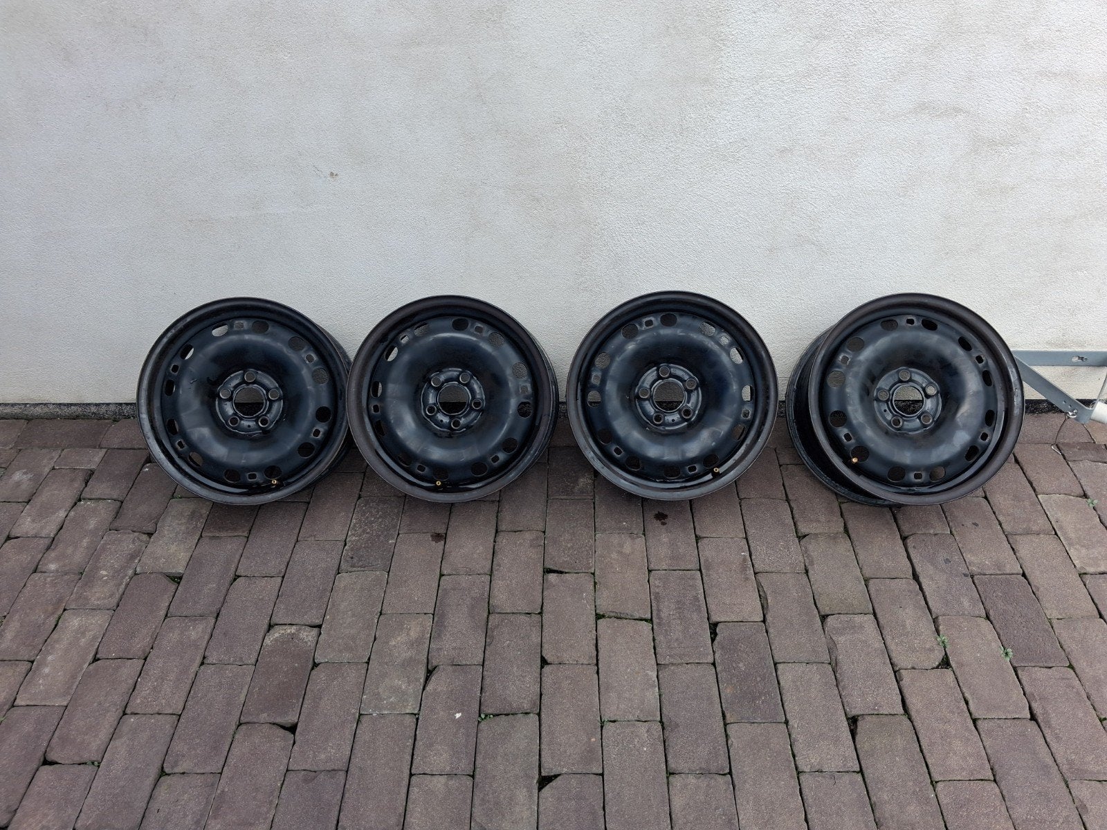 4x stalen velgen VW polo 6R., Ophalen, 15 inch, Velg(en), 185 mm