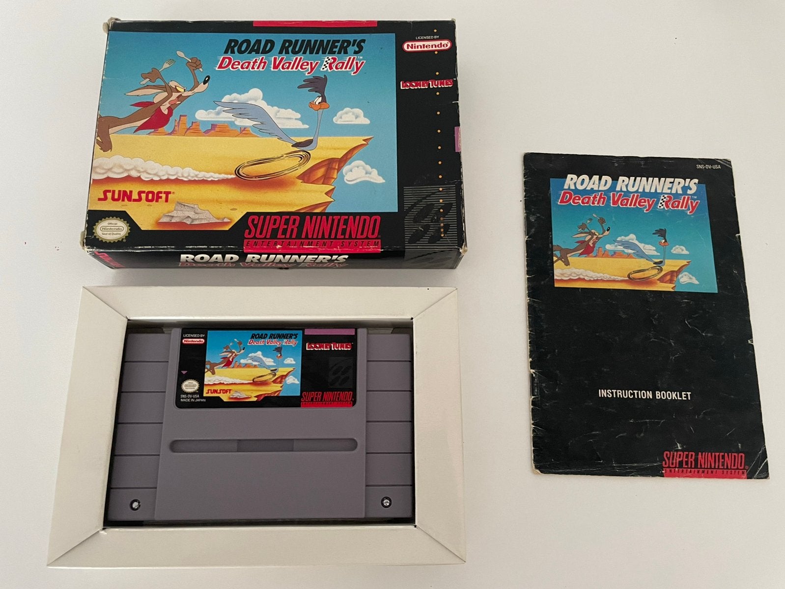 Roadrunner’s Death Valley Rally Super Nintendo SNES CIB USA, Gebruikt, 1 speler, Racen en Vliegen, Ophalen of Verzenden