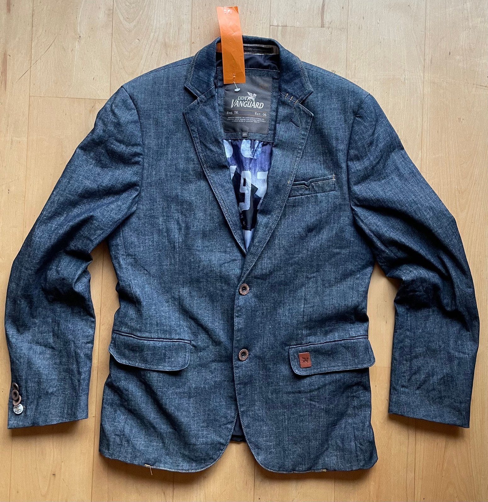 Vanguard denim spijkerstof colbert blazer jasje blauw 48, Ophalen of Verzenden, Maat 48/50 (M), Blauw
